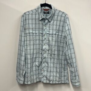 Simms fishing long sleeve plaid shirt M